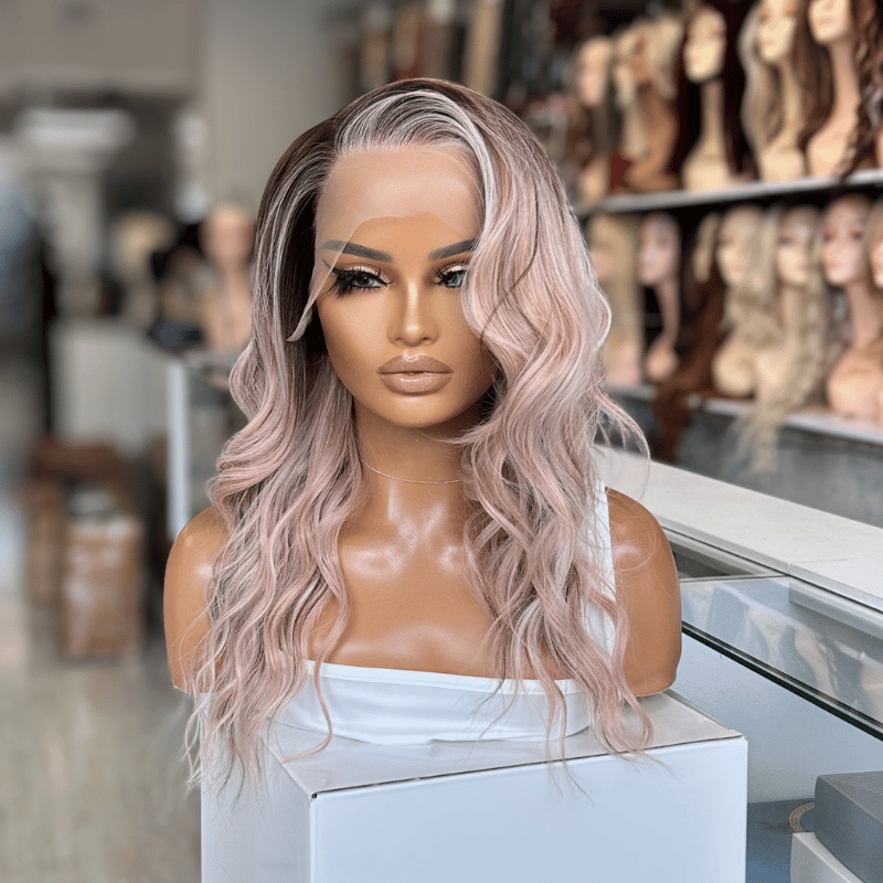 Rosé Drift/02 -Pearl Blonde &amp; Blush Rose Lace Front Wig
