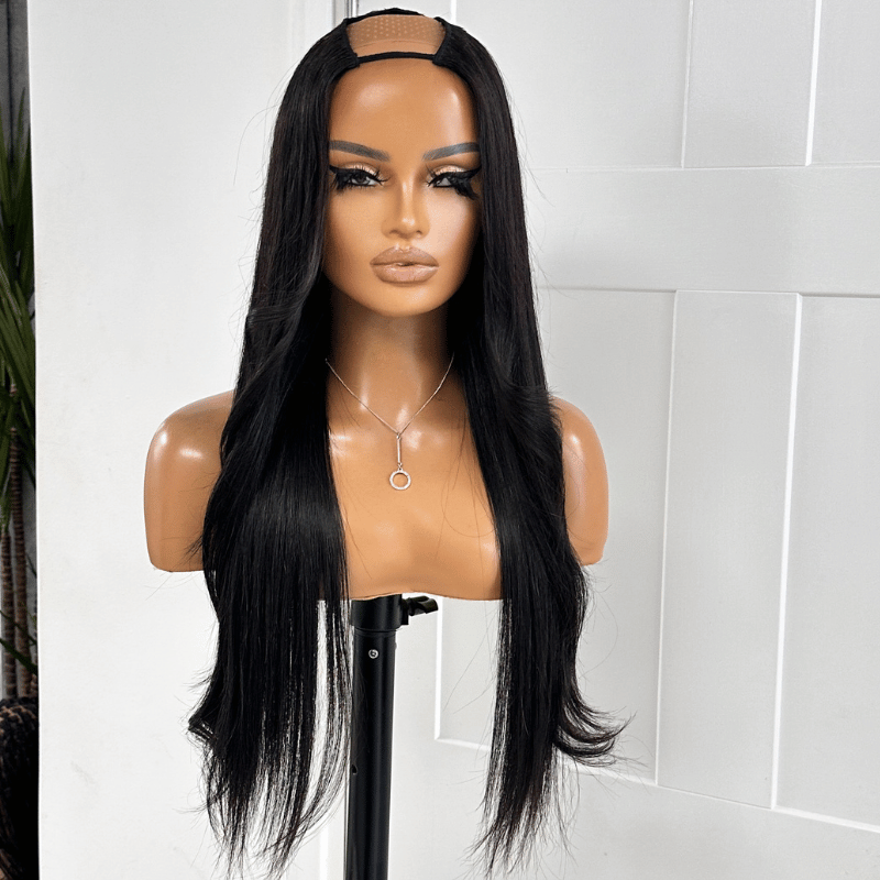 UP321 – 22” Long Straight Brown U-Part Human Hair Wig - estellewigsandmore.co.uk