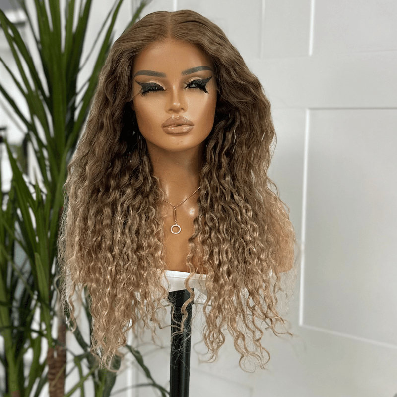 GEMY – 20" Mocha Beige Human Hair 5×5 Lace Wig