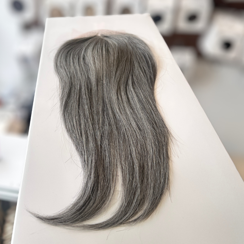 Silver Sage 16" Human Hair Topper – Salt &amp; Pepper Blend