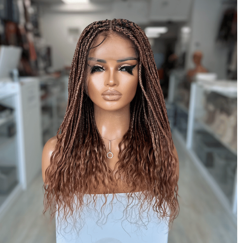 Malika -Full Lace Mixed Auburn Lugo Braids Human Hair Wig