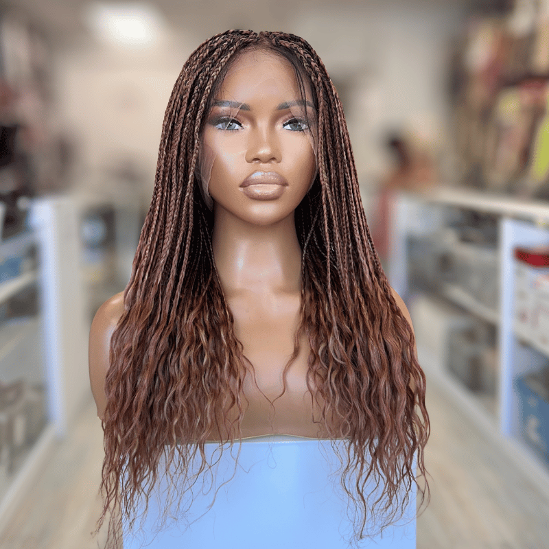 Malika -Full Lace  Mixed Auburn Lugo Braids Human Hair Wig