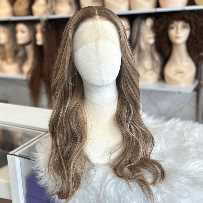 Keisha- 22” Mushroom Brunette Human Hair  Lace Front  Wig - estellewigsandmore.co.uk
