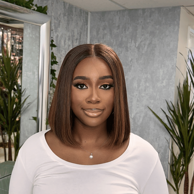 Sugar 8 Inch Human Hair Bob Wig | 5x5 Lace Closure | Piano Brown Auburn | Ready to Wear - estellewigsandmore.co.uk