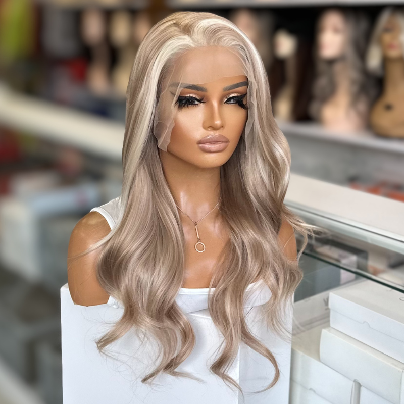 Giselle-22" Vanilla Cashmere Blonde Wavy Synthetic 13x6 Lace Front Wig