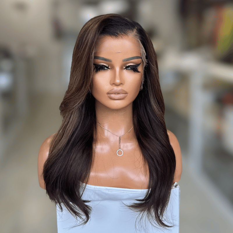 OLA 09 – 18” Espresso Mocha Brown Virgin Human Hair Wig