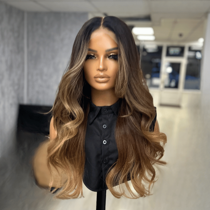 20/21” Honey Caramel Balayage Human Hair Lace Front Wig – Sale - estellewigsandmore.co.uk