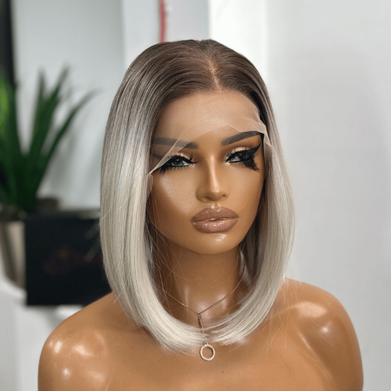 Jade | 10 Inch Straight Lace Front Wig – 13×6 Free Part, Cool Blonde Bob - estellewigsandmore.co.uk