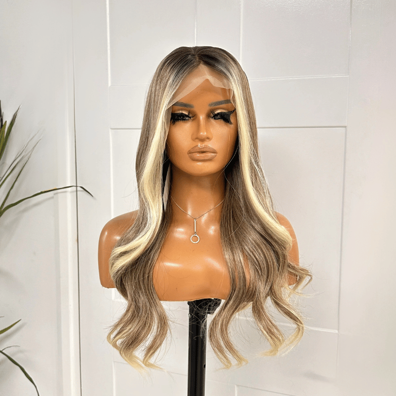 EWD 76 - Rooted Dark Blonde Synthetic Lace Front Wig - estellewigsandmore.co.uk