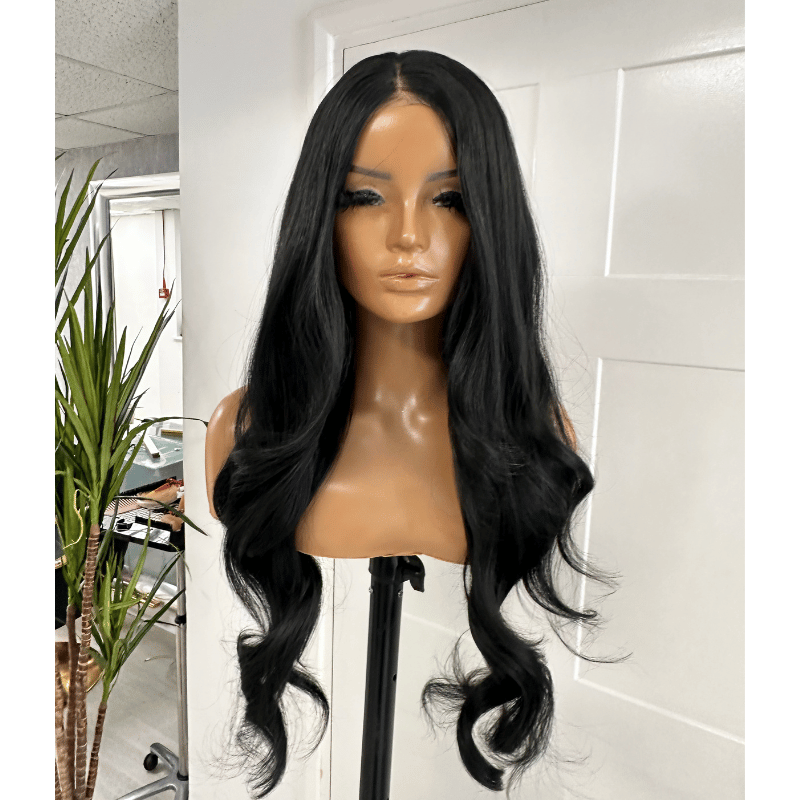 EWD 152-24" Black Layered Synthetic Lace Wig