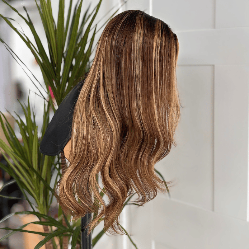 18&#39;&#39; Warm Brown/Blonde  Lace Front  Human Hair Wig-KIARA - estellewigsandmore.co.uk