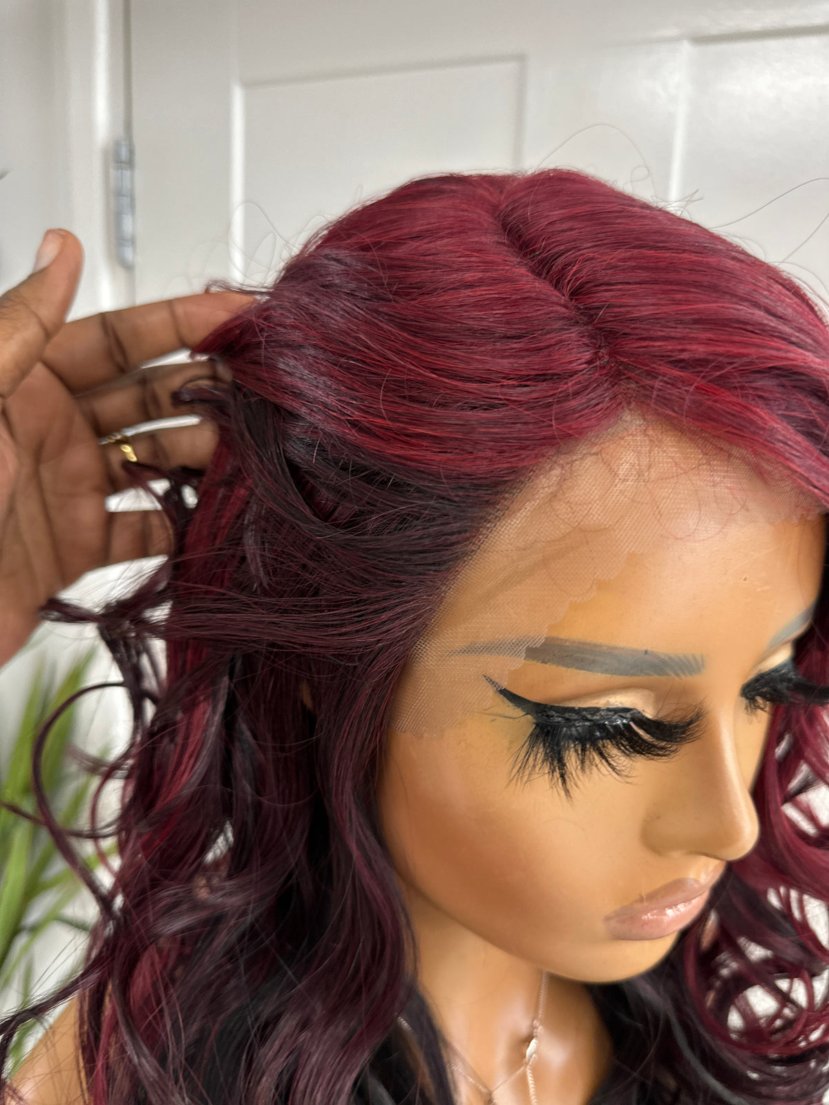 Wavy Ombré Dark Red  Lace Front Wig- EWD 38