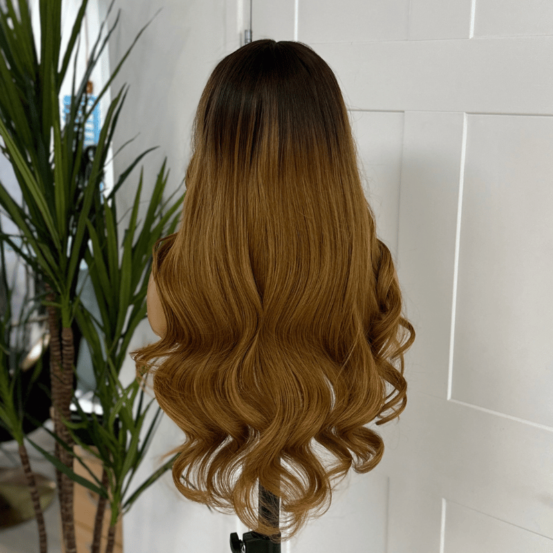 24” Long  Honey Brown Human Hair  Wig | 6x6 Swiss Lace Closure -Nadina