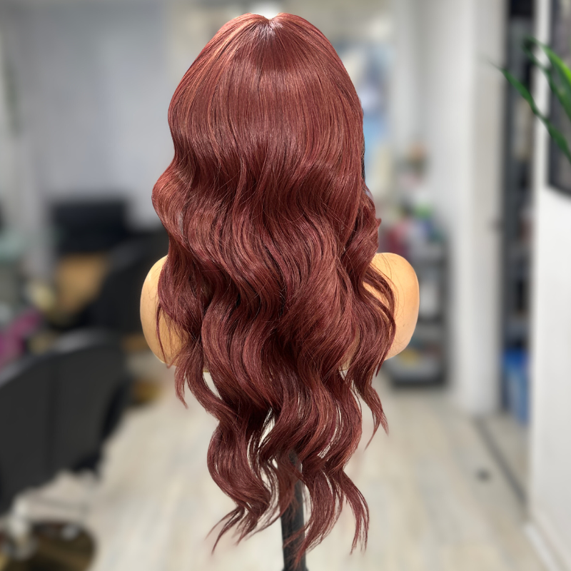 VEGA 20” Dark Red Auburn Synthetic Lace Front Wig - estellewigsandmore.co.uk