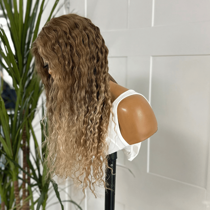GEMY – 20" Mocha Beige Human Hair 5×5 Lace Wig