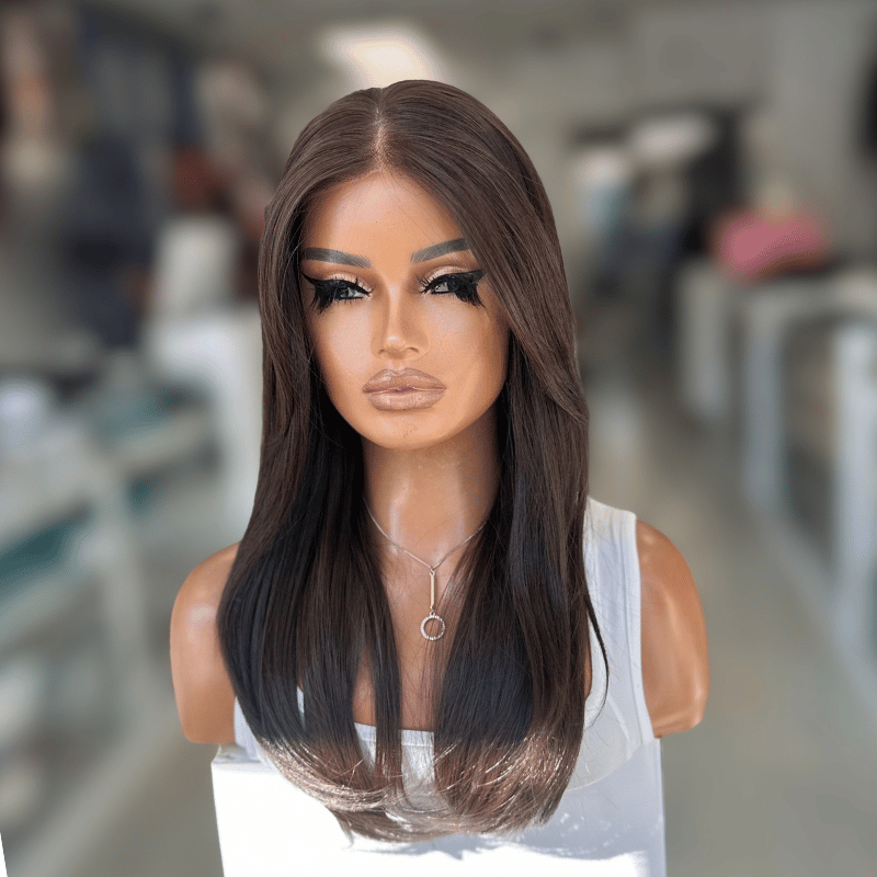 Evie - Chocolate Brown Layered Monofilament Wig