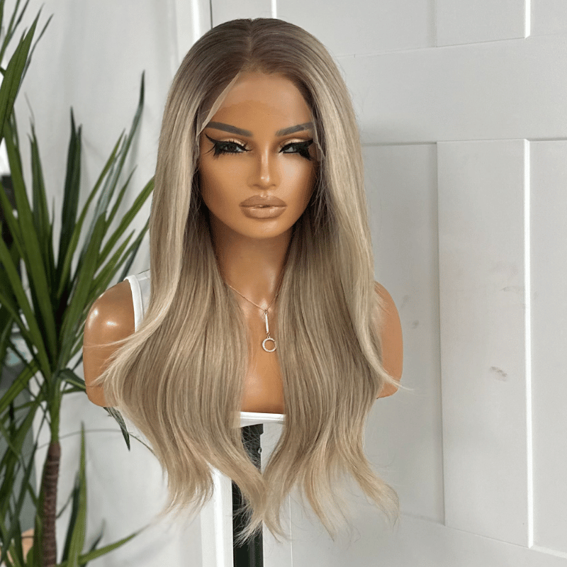 Missy- Rooted Light Blonde Human Hair Blend 13x6 HD Lace Front Wig