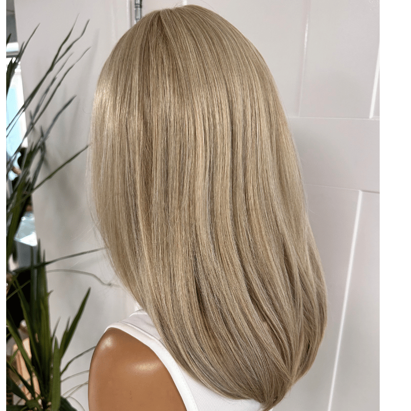 GINA – 12" Ash Beige Blonde Monofilament Synthetic Wig