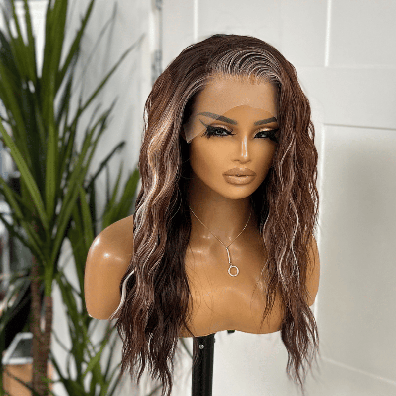 Chocolate Melt Balayage Waves Syntheetic  Lace Front | Scandinavian Hairline-Ivy
