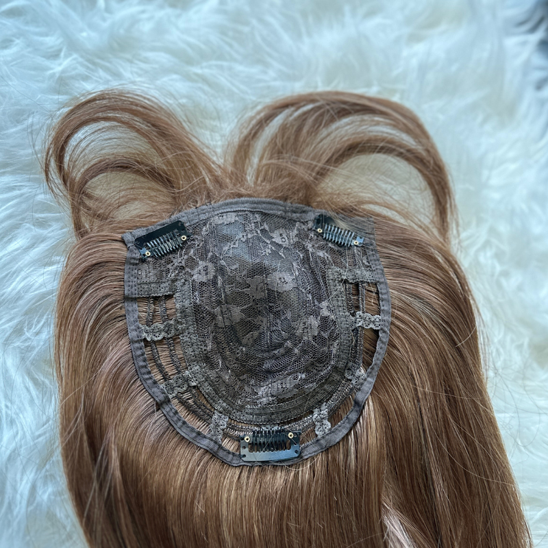 18” Straight Hair Topper with Soft Fringe – Faux Scalp Base 6.5x6.5 Natural Volume Crown Topper with Combs - estellewigsandmore.co.uk