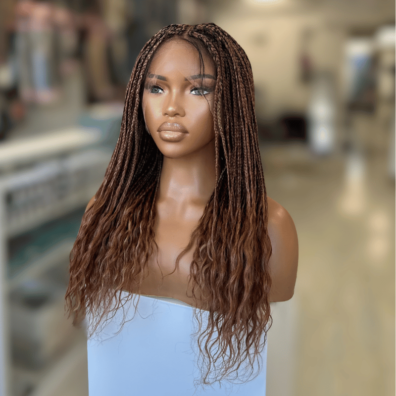 Malika -Full Lace  Mixed Auburn Lugo Braids Human Hair Wig