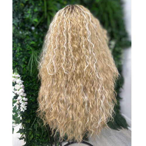 Long curly blonde hair wigs online