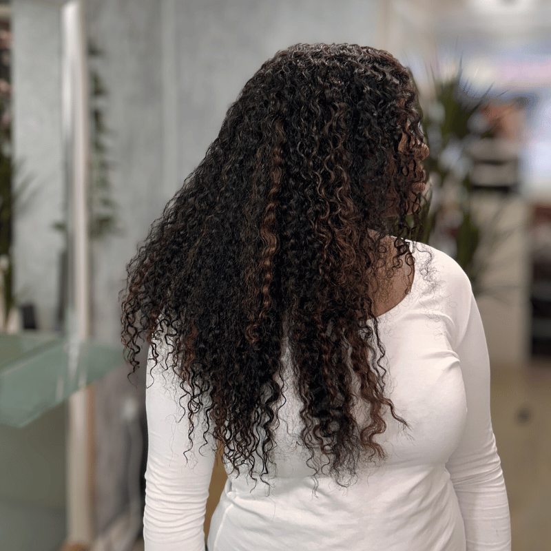 Ray-22” Natural Black Highlight Curly Wig – 6x6 HD Lace Closure Human Hair - estellewigsandmore.co.uk