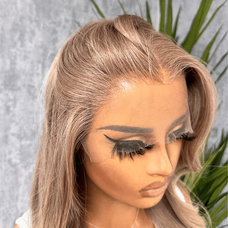 Ashley - 22” Beige Champagne Blonde Human Hair HD Lace Front Wig
