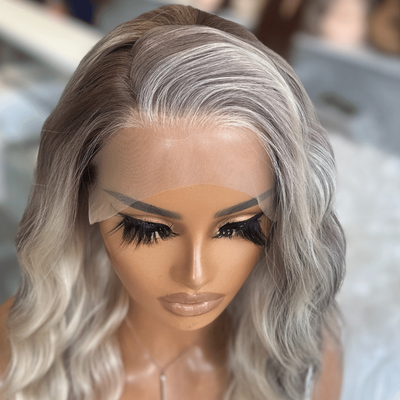 Tonia-12" Nordic Pearl Blonde Wavy Bob Synthetic Lace Front Wig