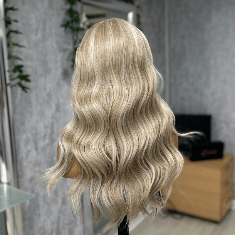 Alba -Icy Champagne Blonde Lace Front Wig | Long Wavy Platinum Blonde Wig - estellewigsandmore.co.uk