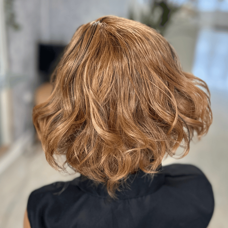 EW212-8 Inch Caramel Brown Wavy Bob Lace Front Wig - estellewigsandmore.co.uk