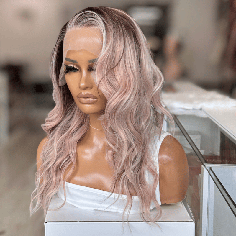 Rosé Drift/02 -Pearl Blonde &amp; Blush Rose Lace Front Wig