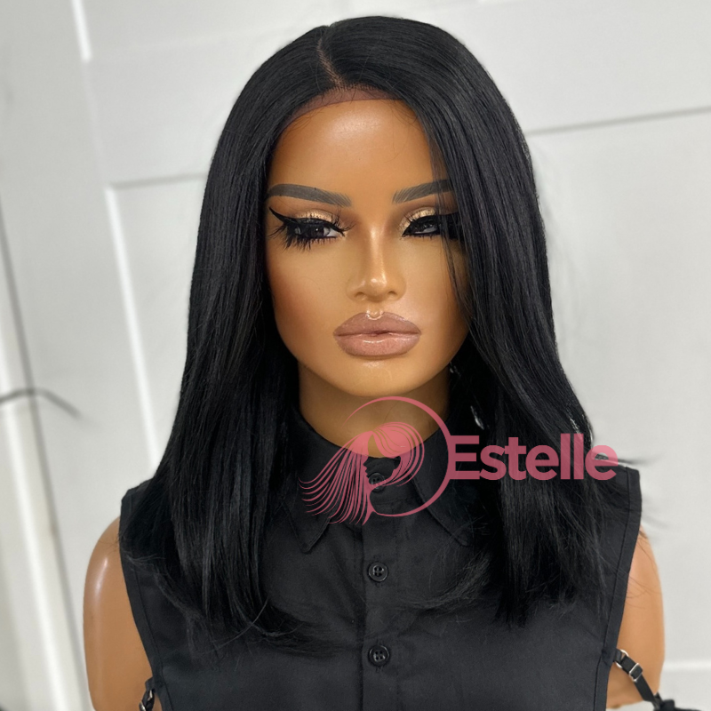 16” Straight Bob in Jet Black with Side Part-Anne - estellewigsandmore.co.uk