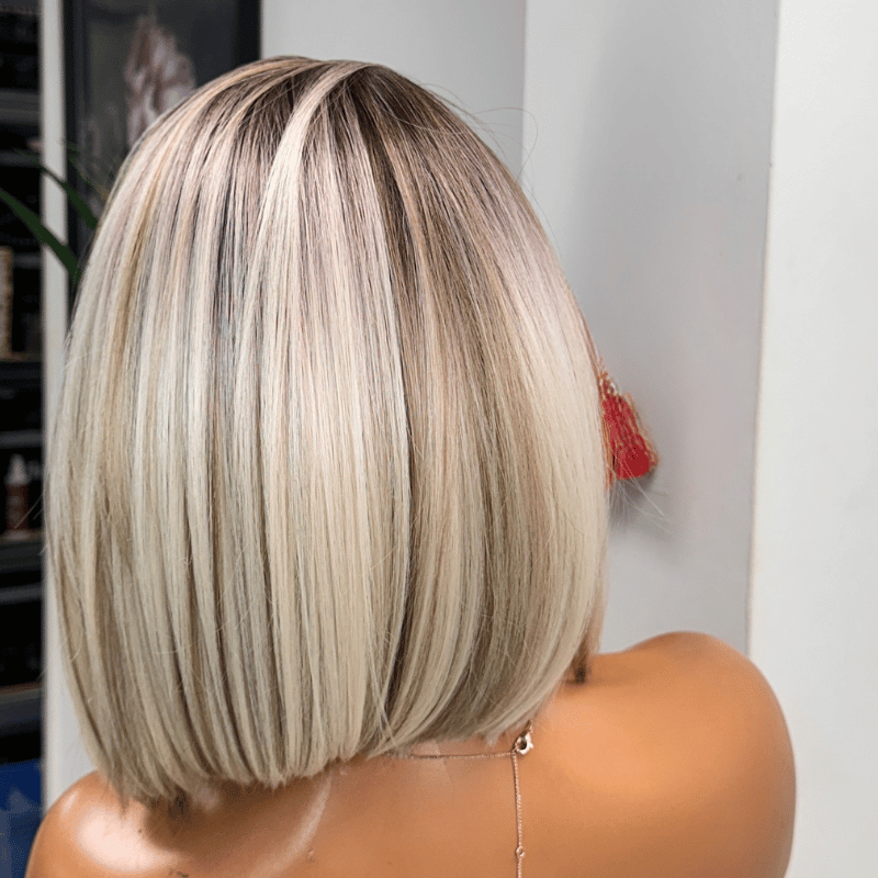 Jade | 10 Inch Straight Lace Front Wig – 13×6 Free Part, Cool Blonde Bob - estellewigsandmore.co.uk