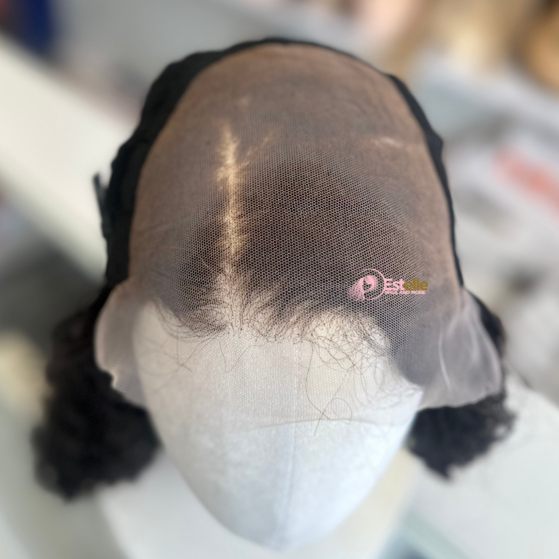 Black Curly 5*5  Lace Closure Human Hair Wig 18 inches - ALMASI