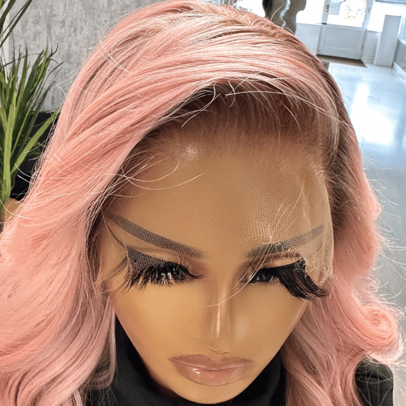 Camellia-14'' Soft Pink  Human Hair HD  Lace Front Wig - estellewigsandmore.co.uk