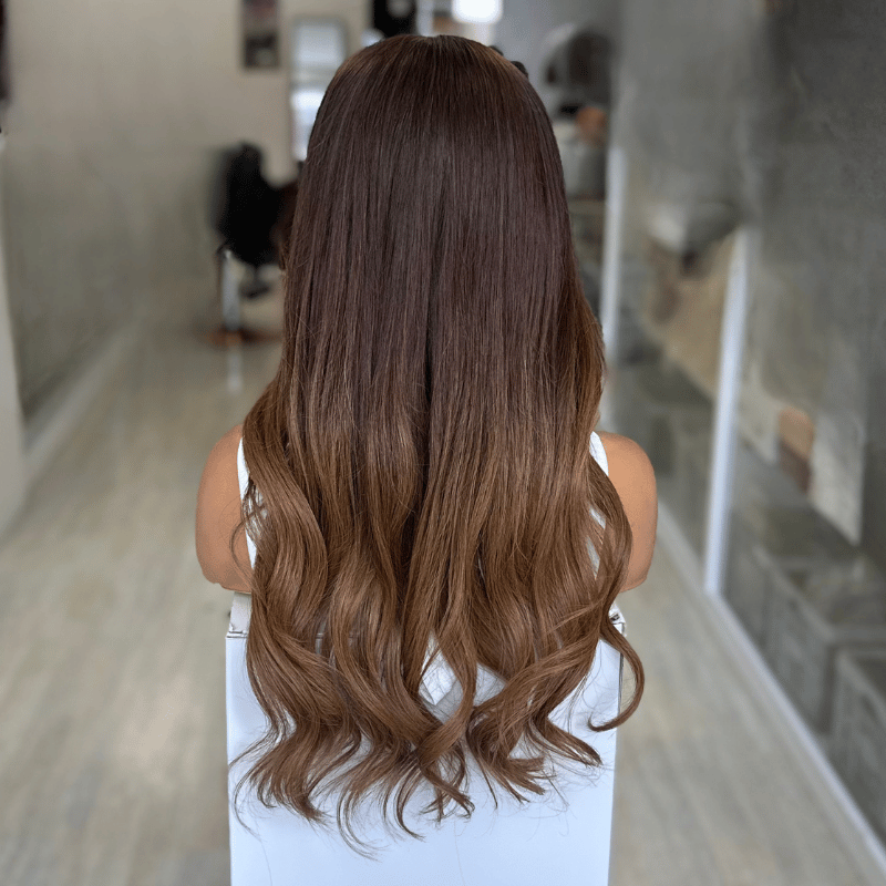 Alara - 22” Brunette Caramel Blend Virgin Human Hair Wig