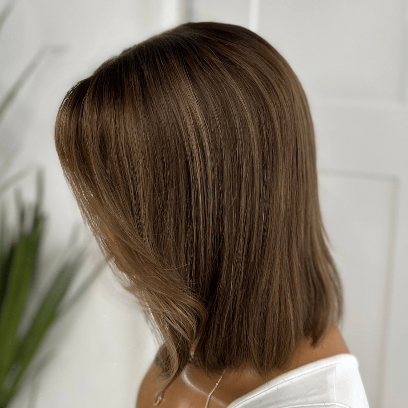 Elsie-10'' Rooted Light Brown  Caramel Mix  Human Hair HD Lace Front  Wig