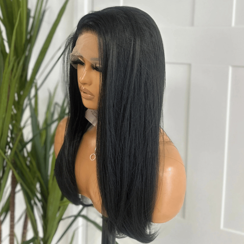 EWD 16-Jet Black Straight  Lace Front Synthetic Wig - estellewigsandmore.co.uk