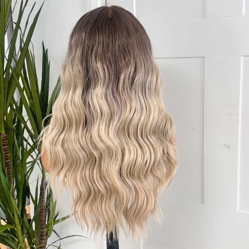 LUNA-Ash/Light Blonde Ombre Synthetic  Lace Front Wig