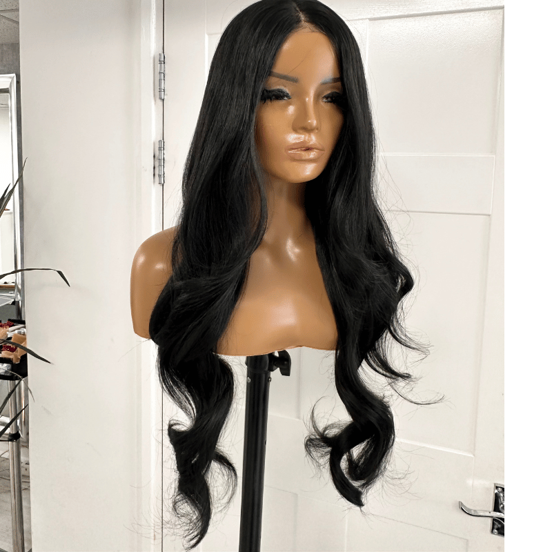 EWD 152-24" Black Layered Synthetic Lace Wig
