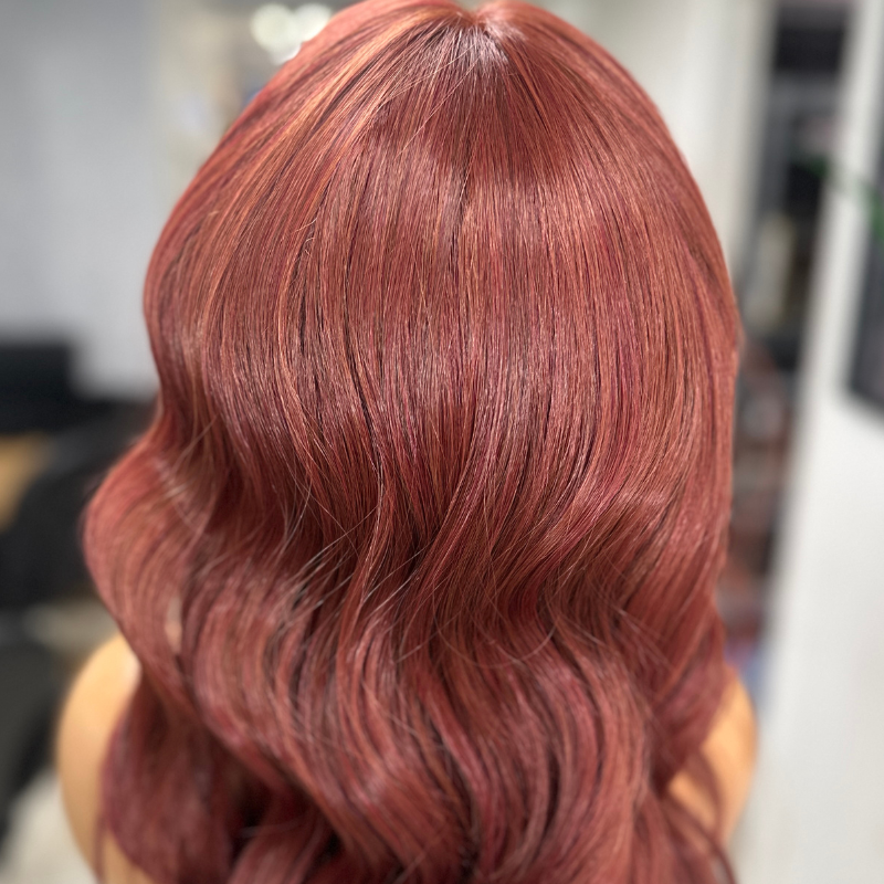 VEGA 20” Dark Red Auburn Synthetic Lace Front Wig - estellewigsandmore.co.uk