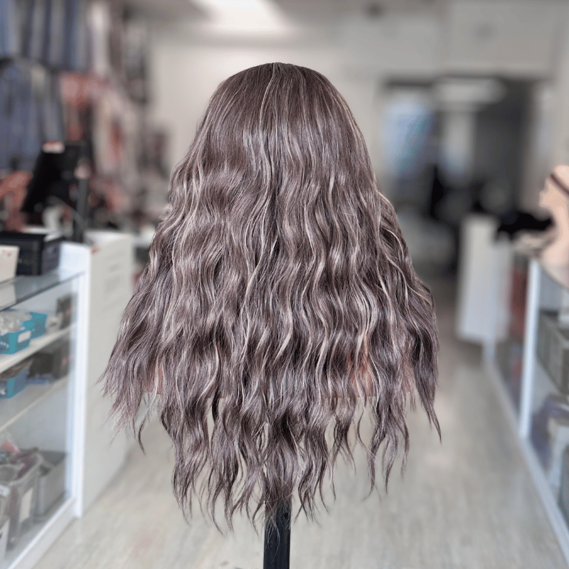 Toria - Dark Ash Brown Synthetic Lace Front Wig with Highlights - estellewigsandmore.co.uk