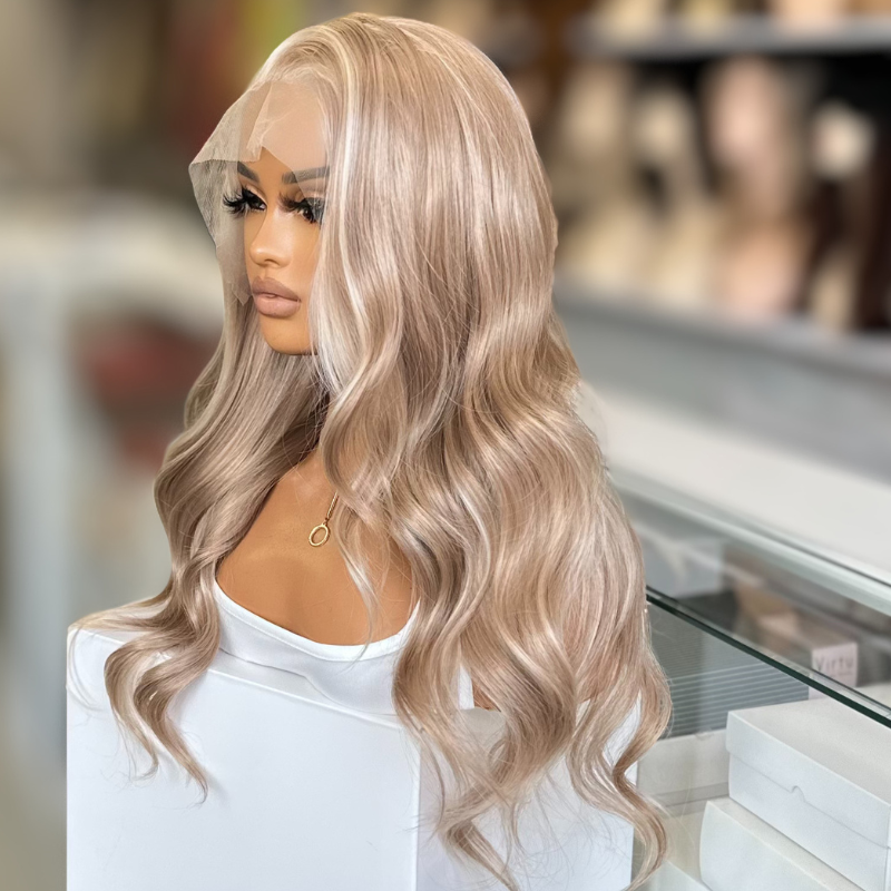Giselle-22" Vanilla Cashmere Blonde Wavy Synthetic 13x6 Lace Front Wig