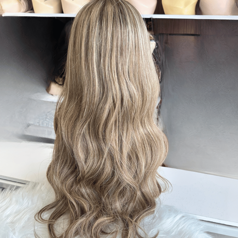Keisha- 22” Mushroom Brunette Human Hair  Lace Front  Wig - estellewigsandmore.co.uk
