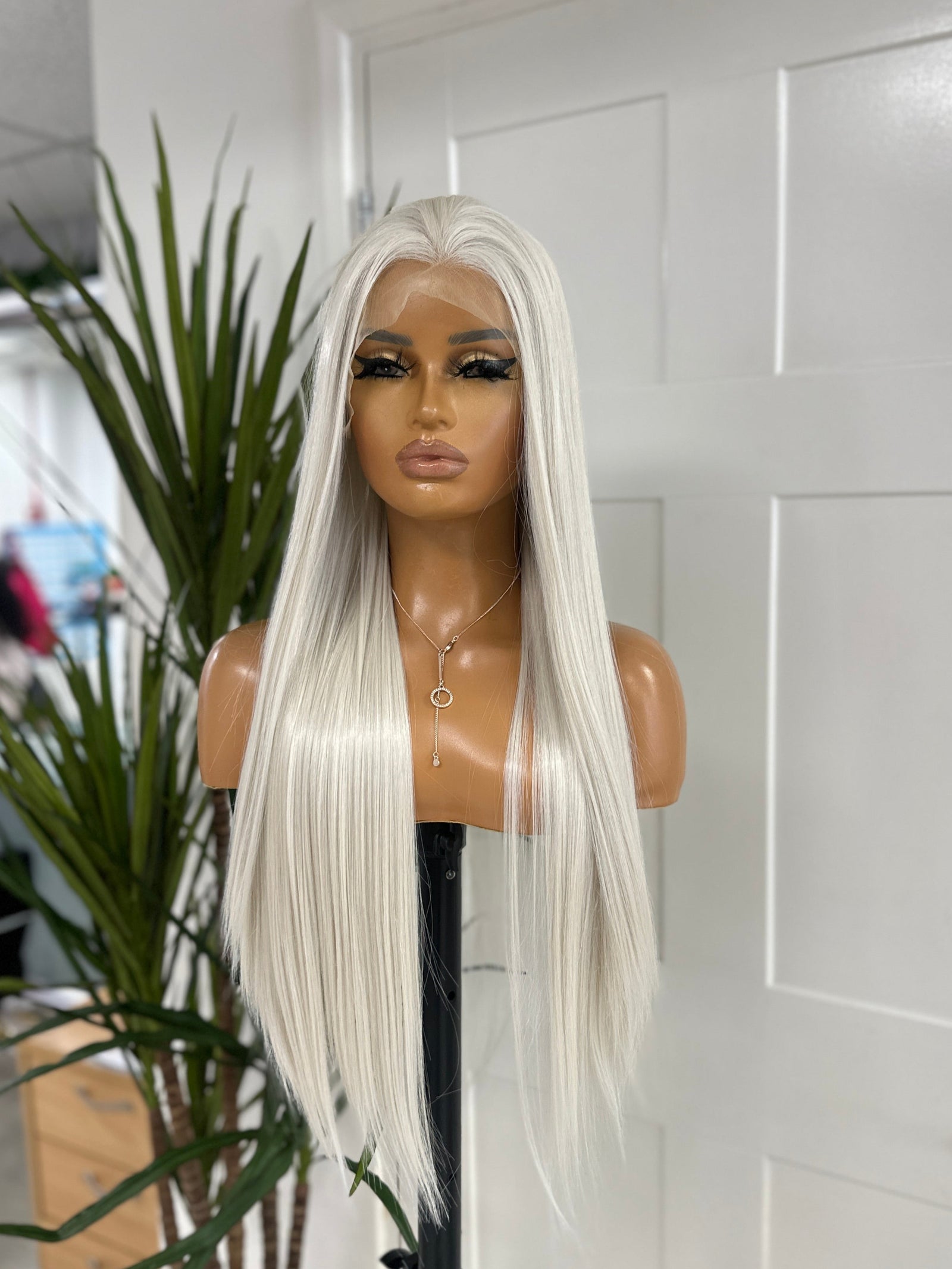Platinum Blonde Straight Wig | 26” Lace Front-EWD/03 - estellewigsandmore.co.uk