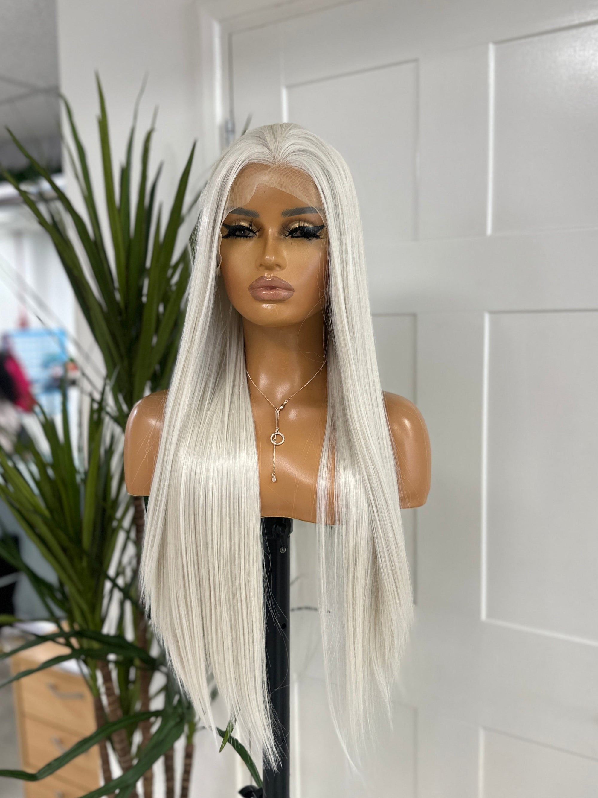 Platinum Blonde Straight Wig | 26” Lace Front-EWD/03