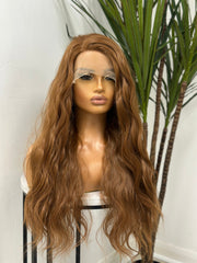 EWD 02 -Copper Brown Wavy Synthetic Lace Front Wig