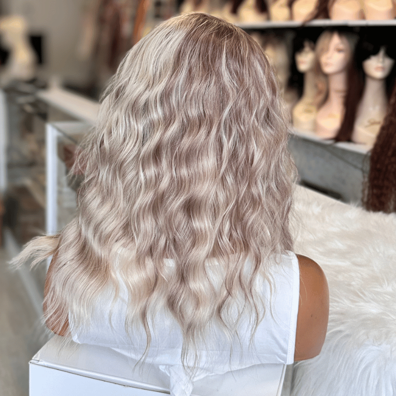 Tonia-12" Nordic Pearl Blonde Wavy Bob Synthetic Lace Front Wig