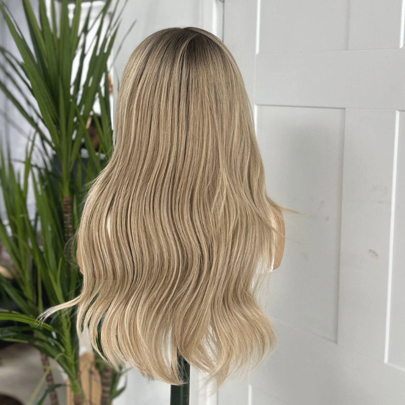 Missy- Rooted Light Blonde Human Hair Blend 13x6 HD Lace Front Wig